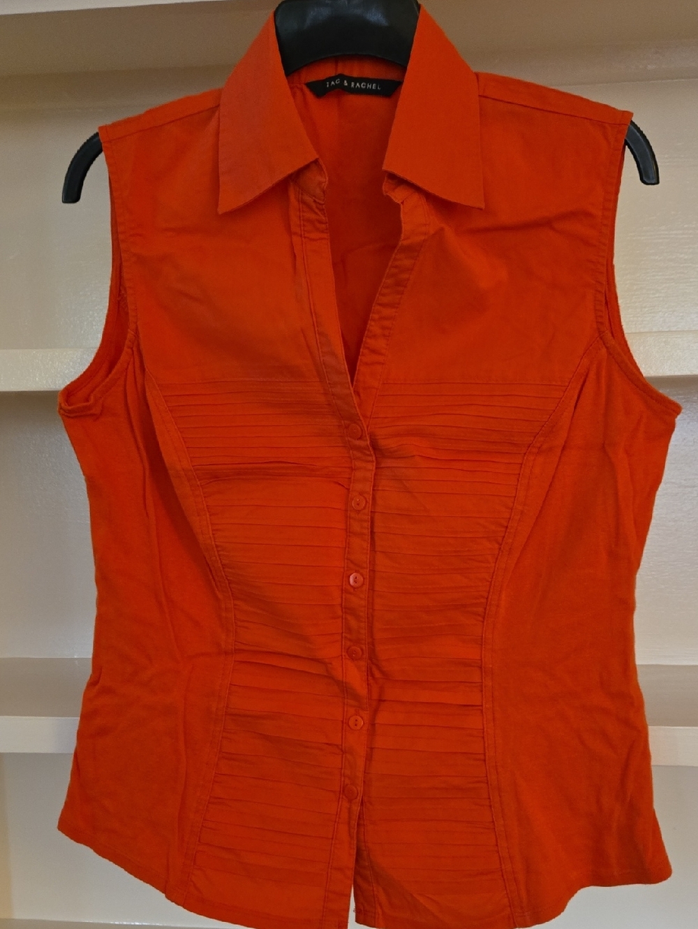 Zac & Rachel Sleeveless Button-Down Top in Orange